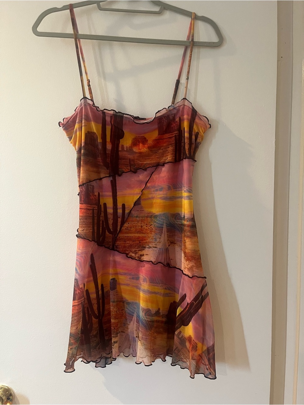 Urban Outfitters Sunset Print Slip Dress in Pink and Yellow